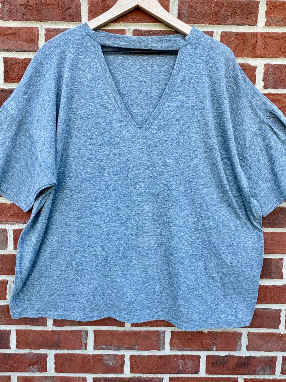 Cut-Out Vneck Boxy Tee Gray Rachel Roy Curvy Collection Sz 3X